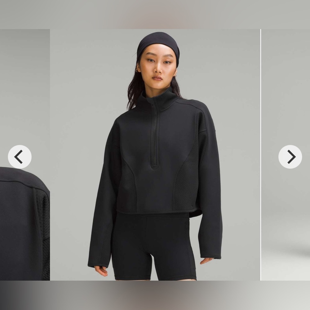 Lululemon Mixed Fabric Half-Zip Pullover, Black — Medium